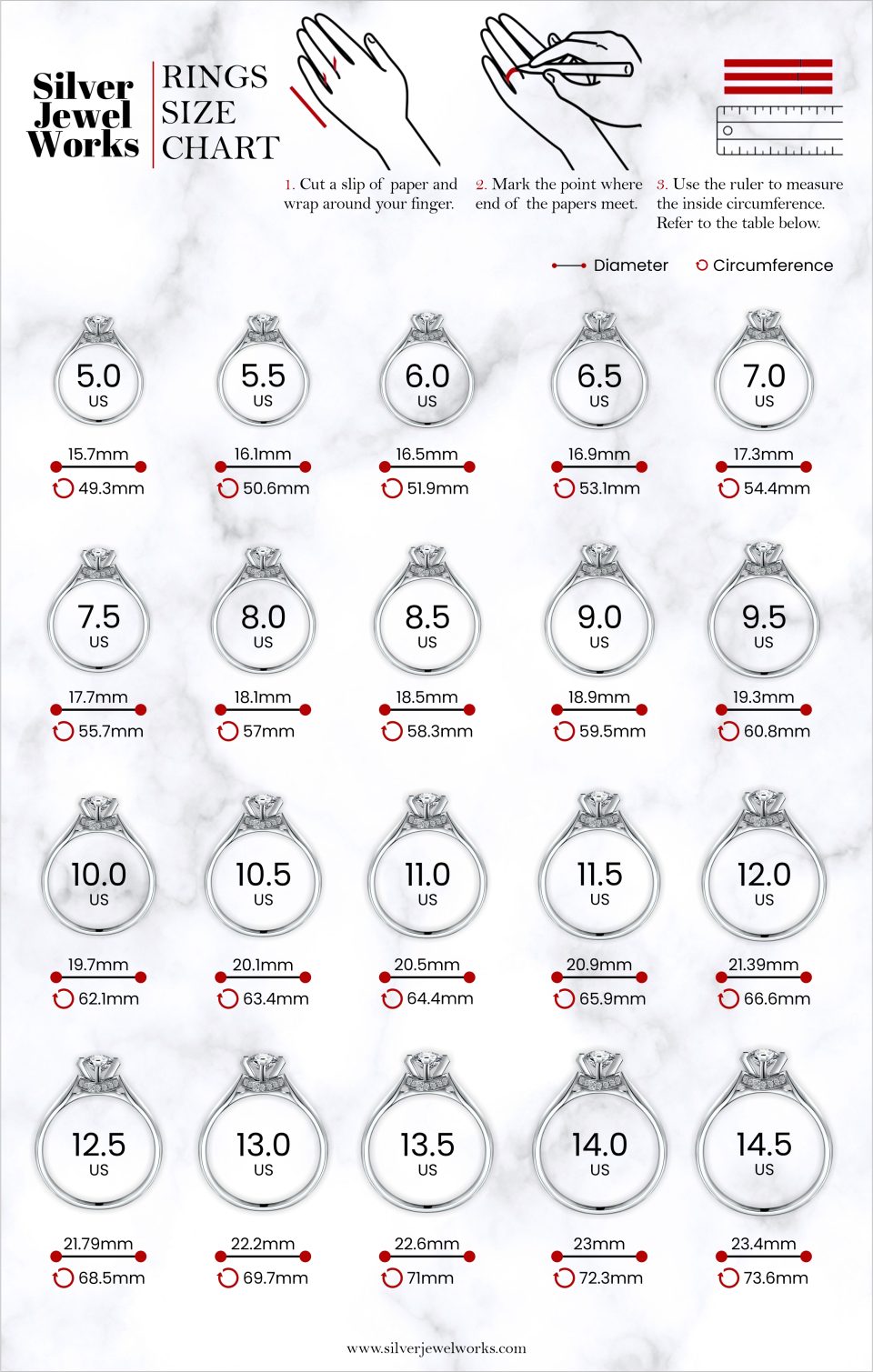 Size Chart Silver Jewel Works